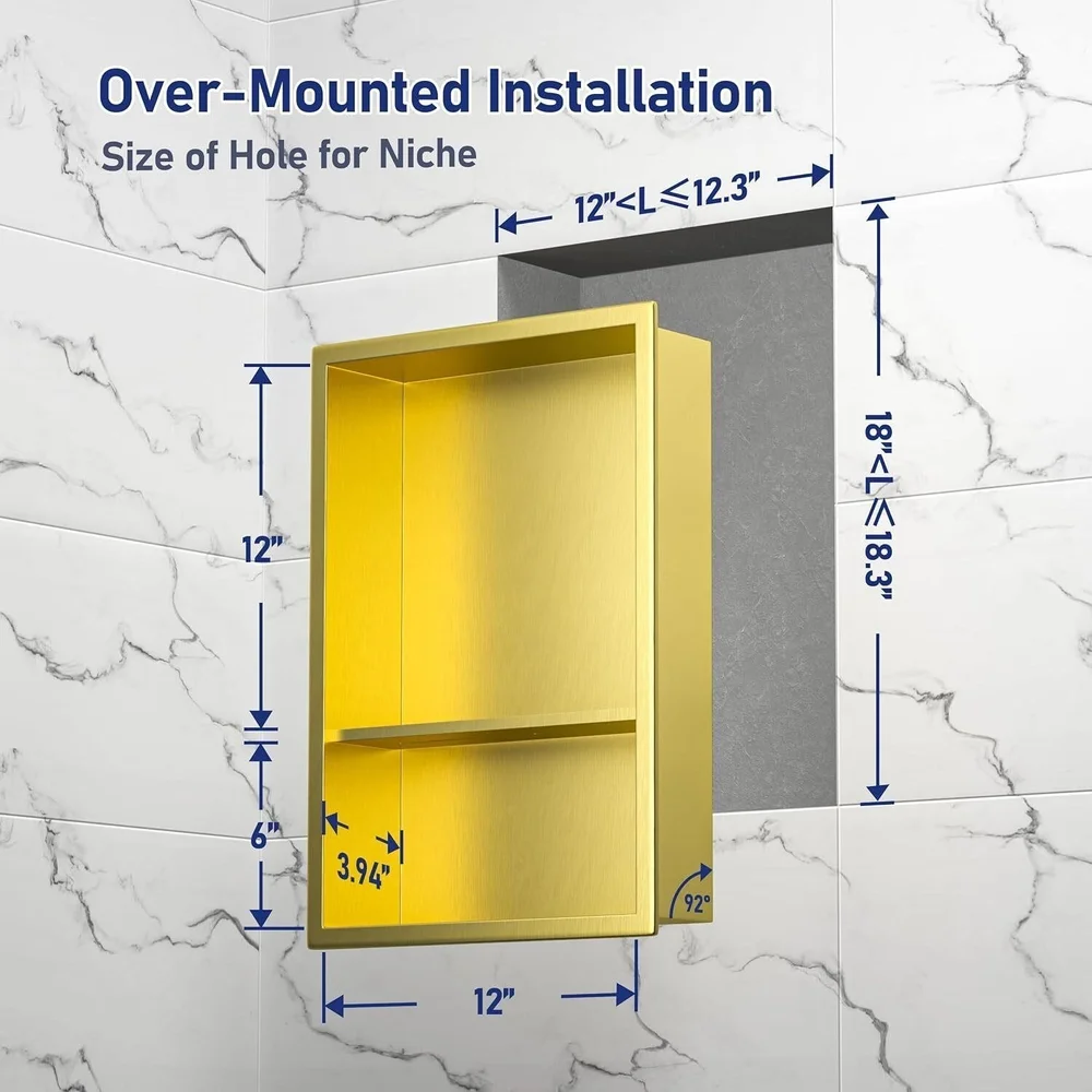 Gold Over-Mounted Bath Storage Niche